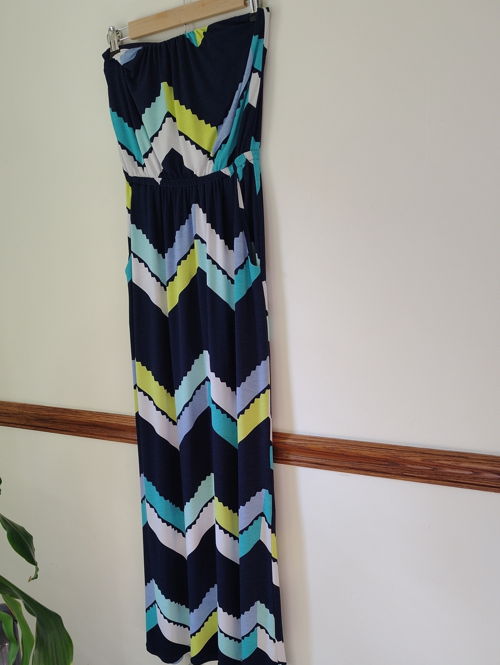 Trixxi Navy Dress with Aqua and Lime Trim XS